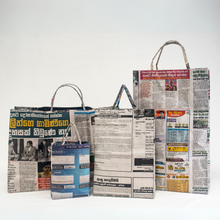 Load image into Gallery viewer, Recycled Newspaper Gift Bags - set of 8
