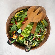 Load image into Gallery viewer, 2-Piece Teak Serving Set - Floral