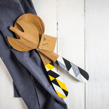 Load image into Gallery viewer, 2-Piece Teak Serving Set - Geo