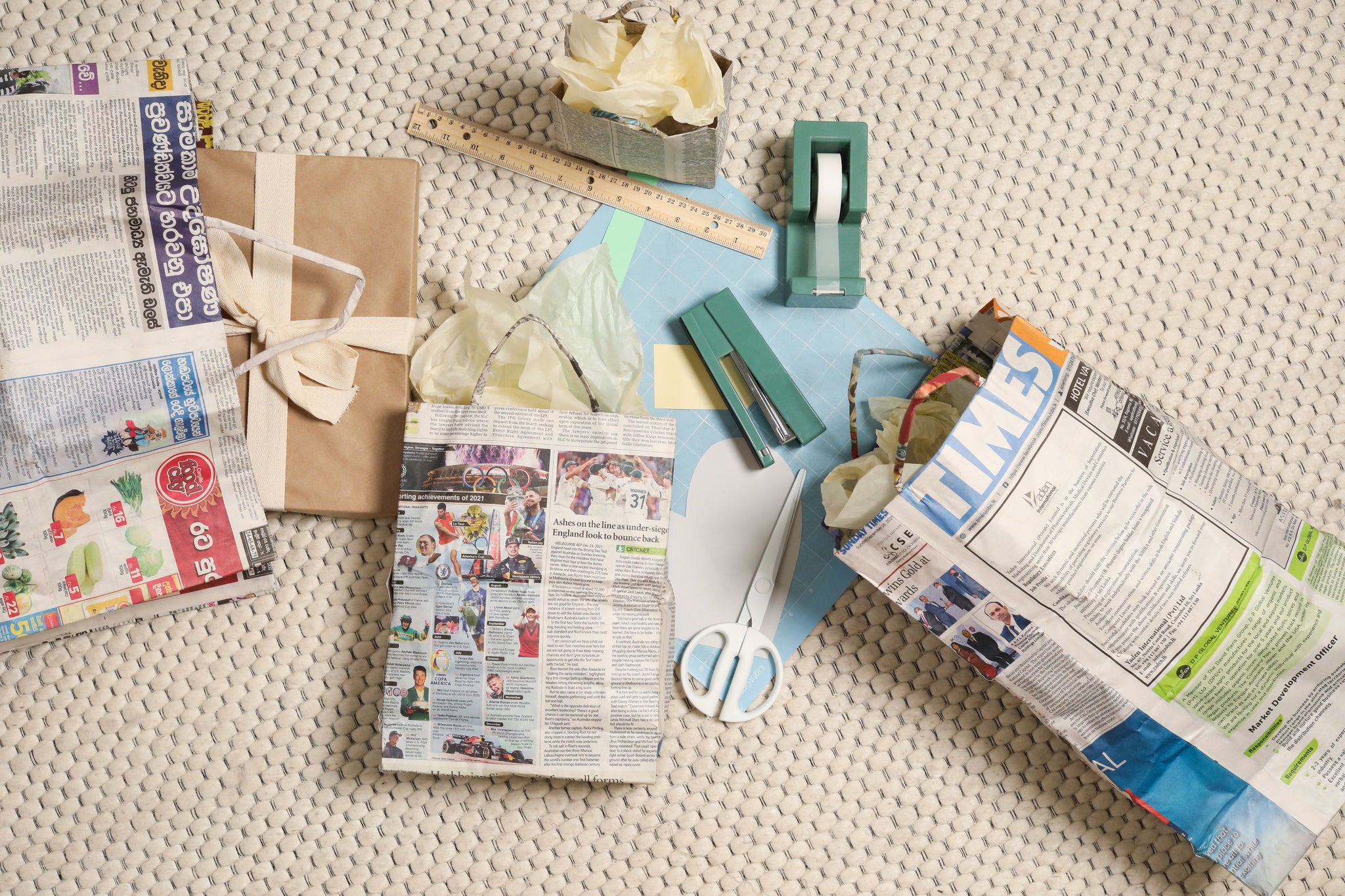 Recycled Newspaper Gift Bags - set of 8